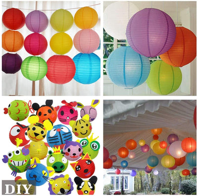LAMANSH ® event decoration Assorted Colours / Paper LAMANSH ( Pack of 5 ) Hanging Lantern Rice Paper Ball Lamp Shade (12 Inch, Mix Colour)