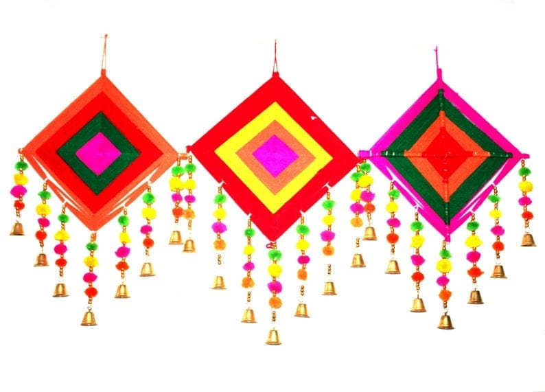 Lamansh event decoration LAMANSH® 15"×15" Woolen Square Assorted colors hangings for indian wedding decoration & backdrops / ethnic event decoration products