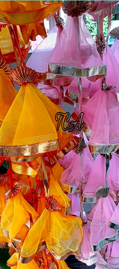 LAMANSH ® event decoration LAMANSH 5 lines Net Hangings for Indian Wedding Decoration-Haldi Mehndi-Party Backdrop-Wedding Decor-Baby Shower-Ceiling Decor Hanging-Mendhi Ceremony Garland-Festival Decor