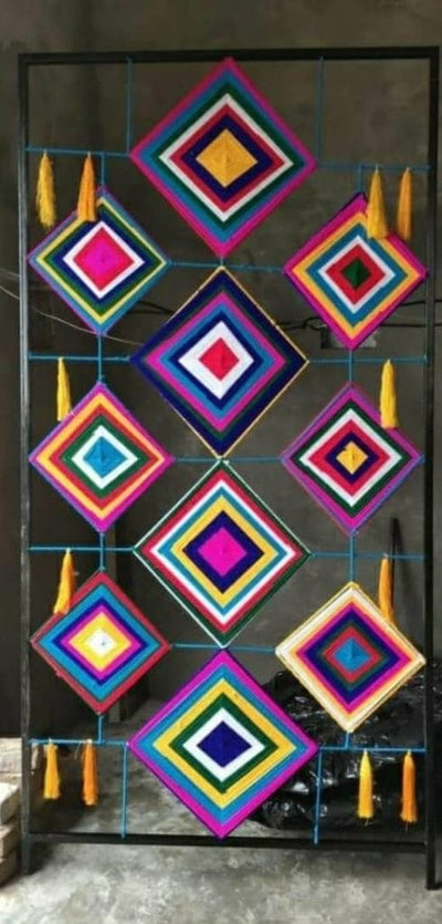 Lamansh Event Decoration LAMANSH (8×4 Ft) Pack of 1 Readymade Ready Steel & Wool Hangings Wall For Events Decoration (No Assembly required)