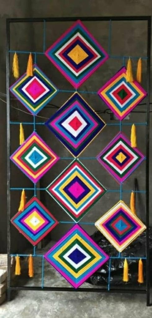 Lamansh Event Decoration LAMANSH (8×4 Ft) Pack of 2 Readymade Steel & Wool Hangings Wall For Events Decoration (No Assembly required) / Perfect for indian weddings & backdrop