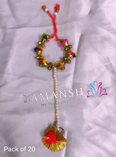 LAMANSH Floral 🌺 Giveaways Asorted colour / 20 Bracelet attached with ring LAMANSH (Pack of 20) Artificial Floral Gotta Bracelets Attached to Ring /Mehendi Favors for Bridesmaid
