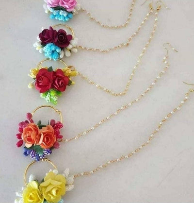 LAMANSH Floral 🌺 Giveaways Asorted  colours / Set of 10 Nosering LAMANSH (Set of 10 ) Artificial Floral Nose ring Nath set /Mehendi Favors for Bridesmaid