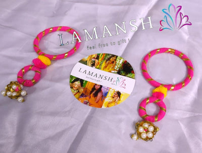LAMANSH Floral 🌺 Giveaways Assorted Colour / 20 pcs Floral Bangles with Latkan LAMANSH ( Pack of 20 )Artificial Floral Gota Hathphool Bangles set /Mehendi Favors for Bridesmaid