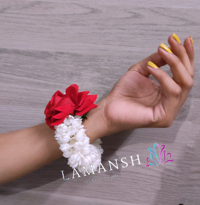 LAMANSH Floral 🌺 Giveaways bangles LAMANSH® Bulk Artificial Mogra Hand Bracelets | Rose 🌹 Bangles for Women /Haldi Sangeet Mehendi Favors for Bridesmaid
