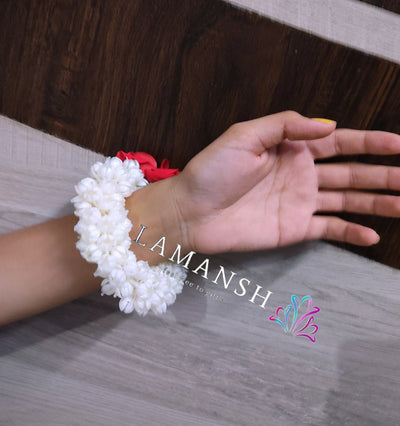 LAMANSH Floral 🌺 Giveaways bangles LAMANSH® Bulk Artificial Mogra Hand Bracelets | Rose 🌹 Bangles for Women /Haldi Sangeet Mehendi Favors for Bridesmaid