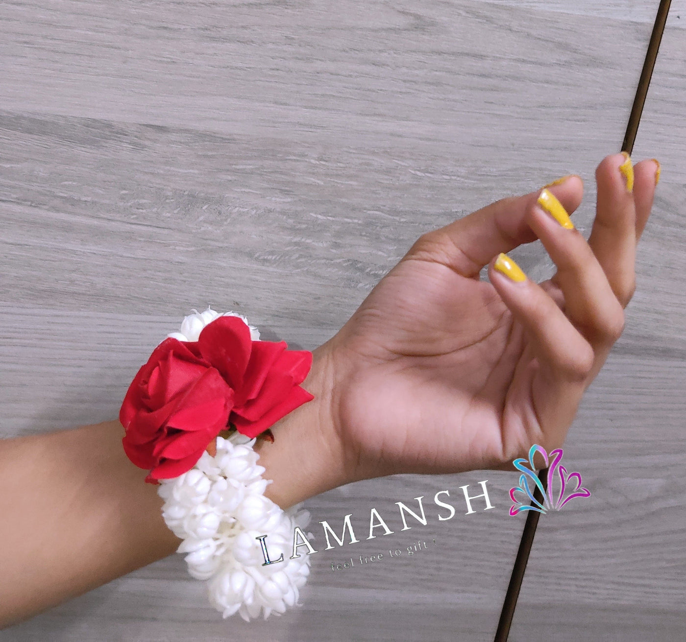 LAMANSH Floral 🌺 Giveaways bangles White Red / 2 Piece Floral Mogra Bangle LAMANSH® 1 Pair Plastic Mogra Hand Bracelets | Rose 🌹 Bangles for Women /Haldi Sangeet Mehendi Favors for Bridesmaid
