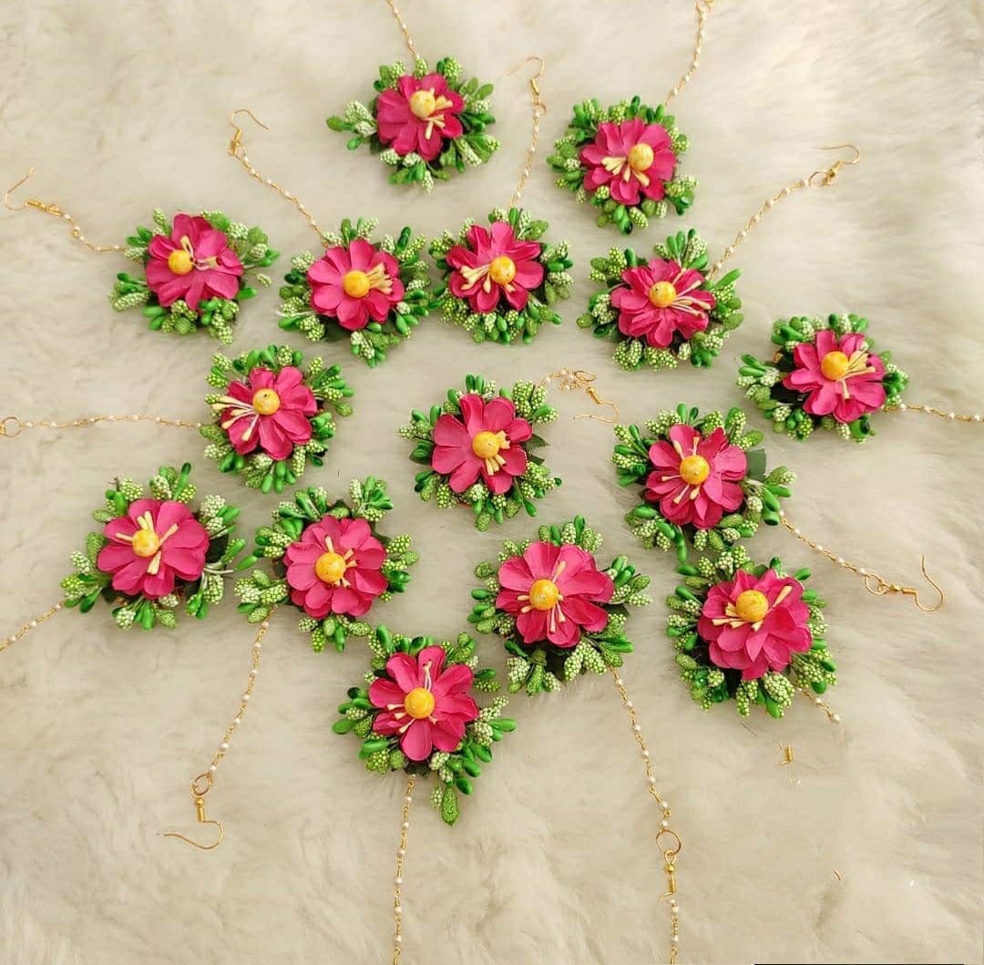 Flower Jewellery set with Maangtika set 