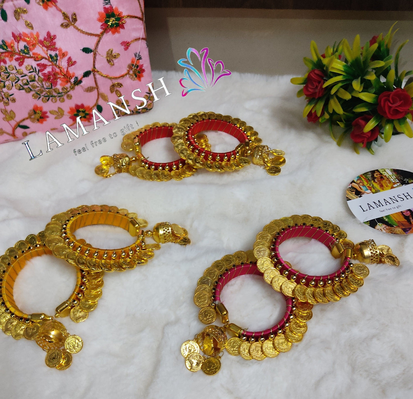 LAMANSH Floral 🌺 Giveaways LAMANSH® ( Adjustable ) Artificial Bracelets Kade Bangles Hathphool for Bridesmaid Giveaways / Best wedding favors return gifts