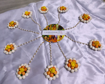 LAMANSH Floral 🌺 Giveaways LAMANSH® Artificial Flower Floral Mogra Maangtika's / Bridesmaid Giveaways ( Set of 10 ) set