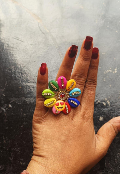 LAMANSH Floral 🌺 Giveaways LAMANSH® Artificial Multicolor Shells 🐚 & Stone work 💍Ring's for Bridesmaid Giveaways / Favors for Wedding haldi mehendi sangeet ceremony