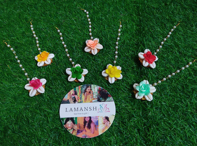 LAMANSH Floral 🌺 Giveaways LAMANSH®( Pack of 20) Artificial Fabric Flower Shells Maangtika's / Bridesmaid Giveaways set for Haldi function