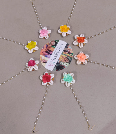 LAMANSH Floral 🌺 Giveaways LAMANSH®( Pack of 20) Artificial Fabric Flower Shells Maangtika's / Bridesmaid Giveaways set for Haldi function