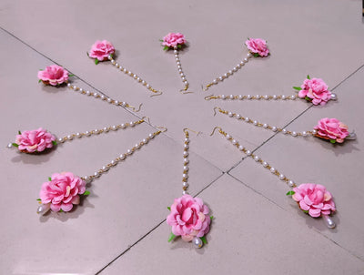 LAMANSH Floral 🌺 Giveaways LAMANSH® Pack of 20 Artificial Flower 🌸 Maangtika / Teeka's for Haldi & Mehendi Favours