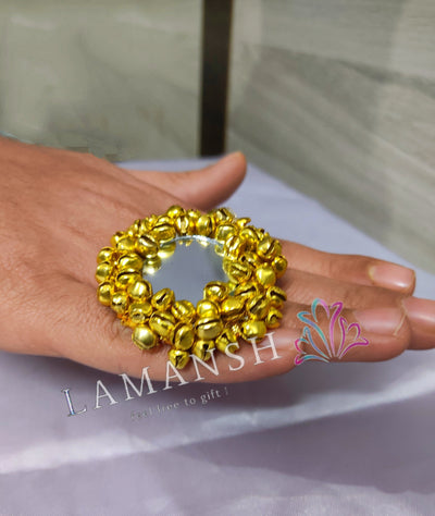 LAMANSH Floral 🌺 Giveaways LAMANSH® Pack of 25 Ghungroo & Mirror Work Floral Gota Ring for Bridsmaids & Giveaways / Return Gifts & Favors 🎁 for Haldi