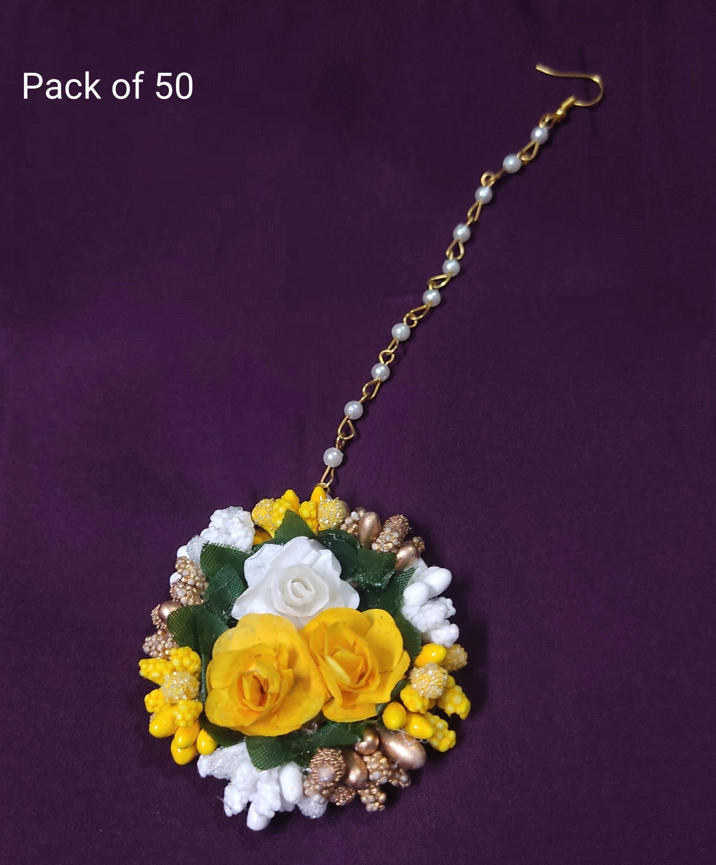 LAMANSH Floral 🌺 Giveaways LAMANSH® ( Pack of 50) Artificial Floral 🌺 Head Teeka Maangtika's / Bridesmaid Giveaways set