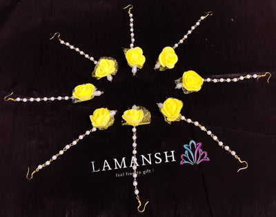 LAMANSH Floral 🌺 Giveaways LAMANSH® (Set of 20) Artificial Flower Maangtika's / Bridesmaid Giveaways set