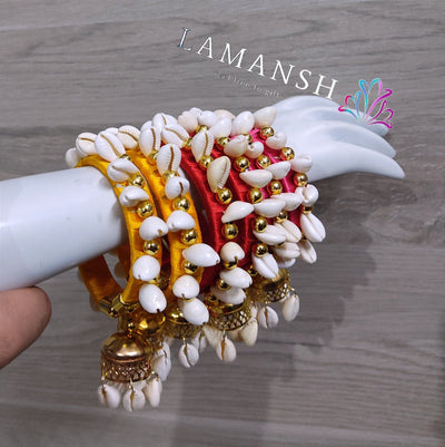 LAMANSH Floral 🌺 Giveaways LAMANSH® Set of 20 (Free size) Shells 🐚 Jhumka Bracelets Kade Bangles Hathphool for Bridesmaid Giveaways / Best wedding favors return gifts for ladies guests