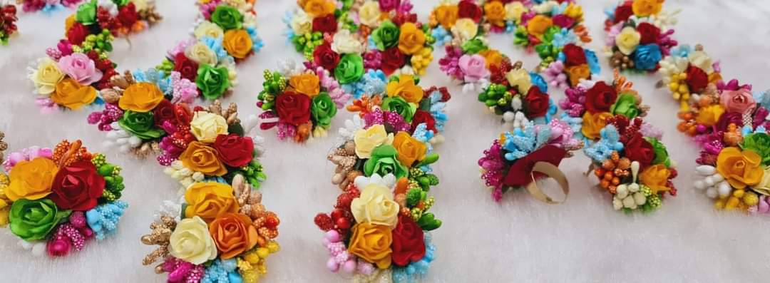 LAMANSH Floral 🌺 Giveaways Mixcolor / Set of 20 Rings 💍 LAMANSH® Artificial Flower 💍Ring's / Bridesmaid Giveaways ( Set of 20 ) set