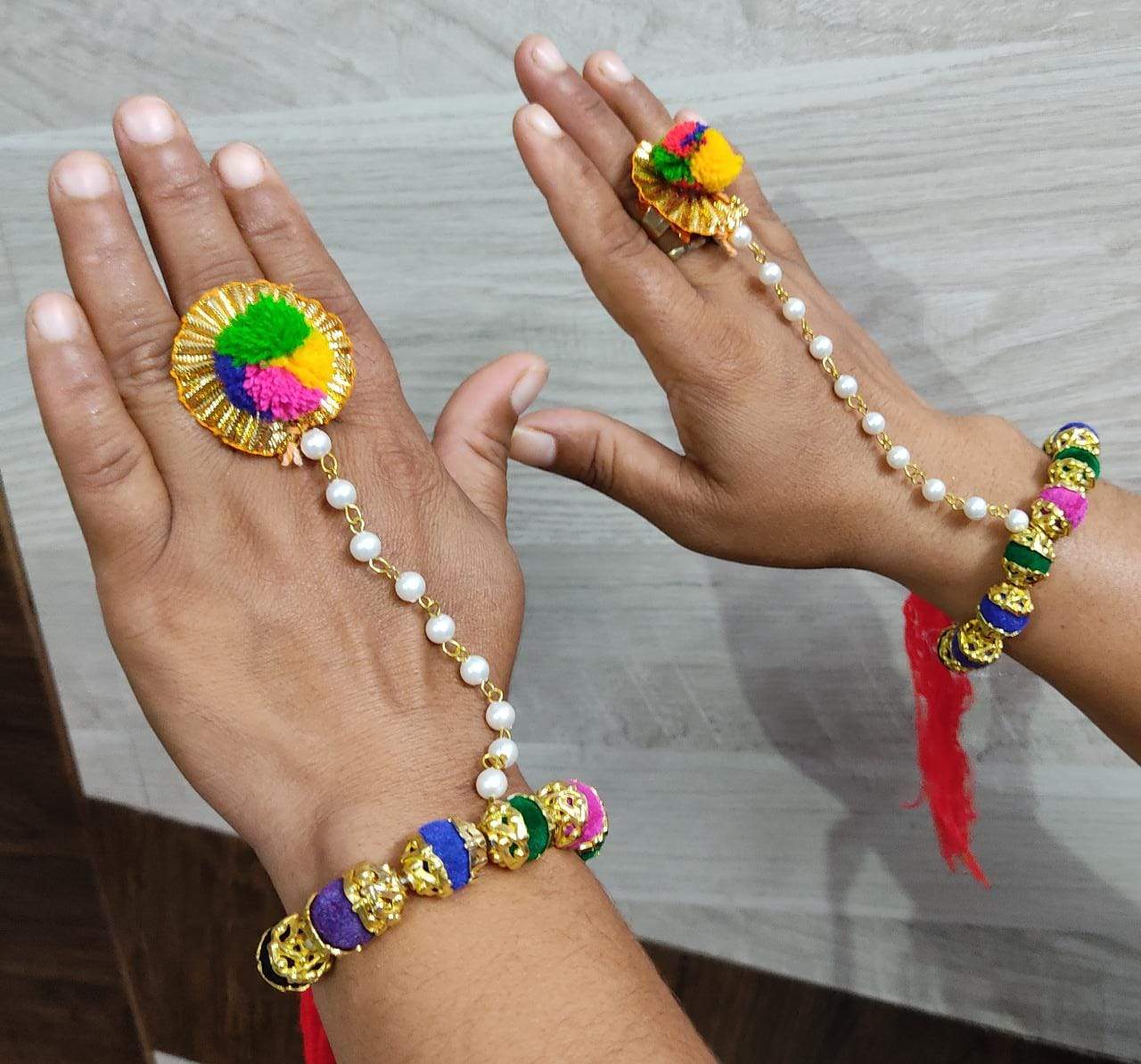 DIY/Easy/Bracelet with 💍/Navratri Festival Special/Pom pom jewelry -  YouTube