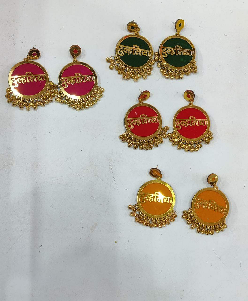 LAMANSH Floral 🌺 Giveaways Multi colour / 5 Pair Dulhaniyaa Earrings LAMANSH 5 Pairs Dulhaniyaa Earrings set for Giveaways /Mehendi Favors for Bridesmaid / Dulhaniyaa Earrings set ( Set of 5 Pair) set