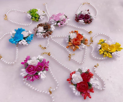 LAMANSH Floral 🌺 Giveaways Multicolor / 10Pcs Floral Hathphool LAMANSH Floral 🌺 Bracelets Attached to Ring ( Pack of 10 Pcs)