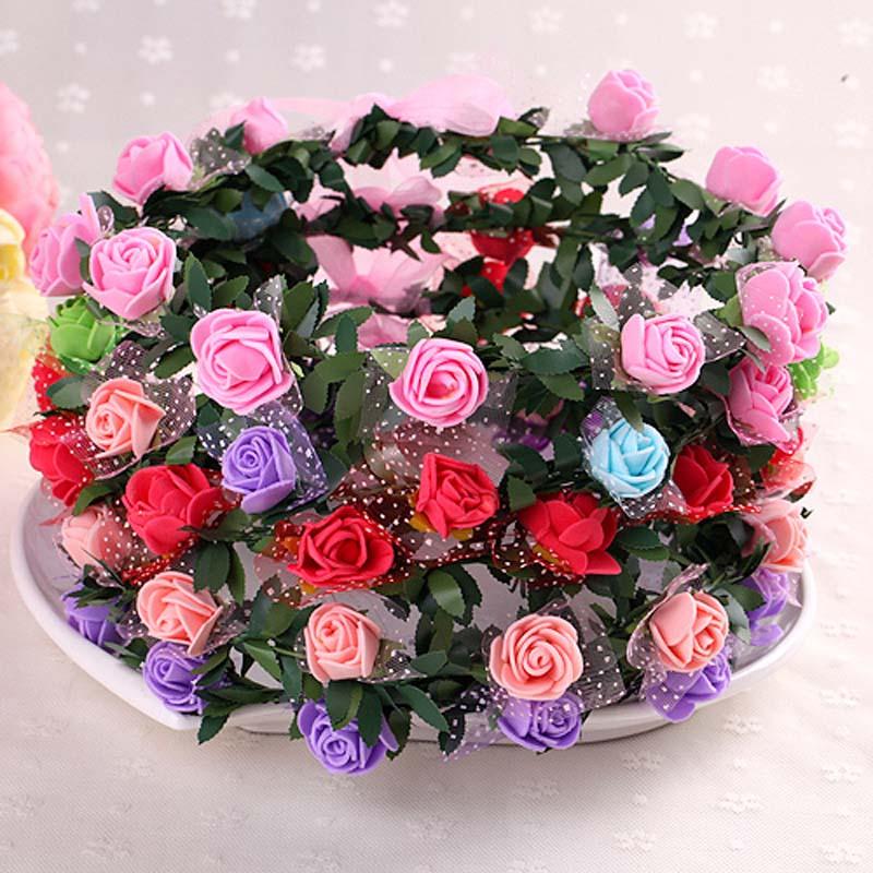 LAMANSH Floral 🌺 Giveaways Multicolor / 12 Floral Tiara LAMANSH® Multicolor Leaf 🍀 Floral Tiara Crown Set for Giveaways /Haldi & Mehendi Favors for Bridesmaid ( Set of 12 ) Floral🌺set
