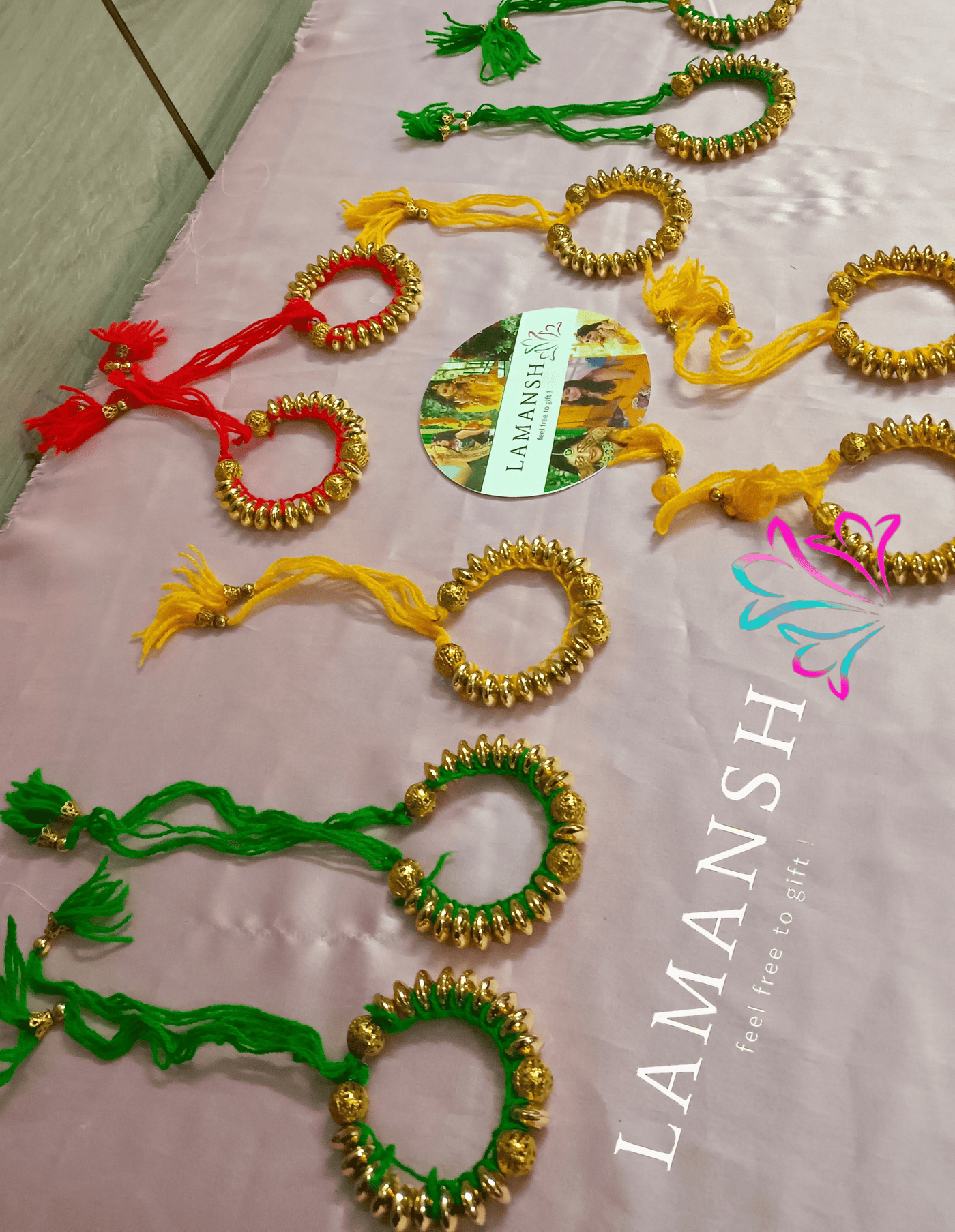 LAMANSH Floral 🌺 Giveaways Multicolor / Set of 20 Bracelets LAMANSH® Set of 20 Floral Bracelets Kade Bangles Hathphool for Bridesmaid Giveaways / Best wedding favors return gifts for Haldi Wedding
