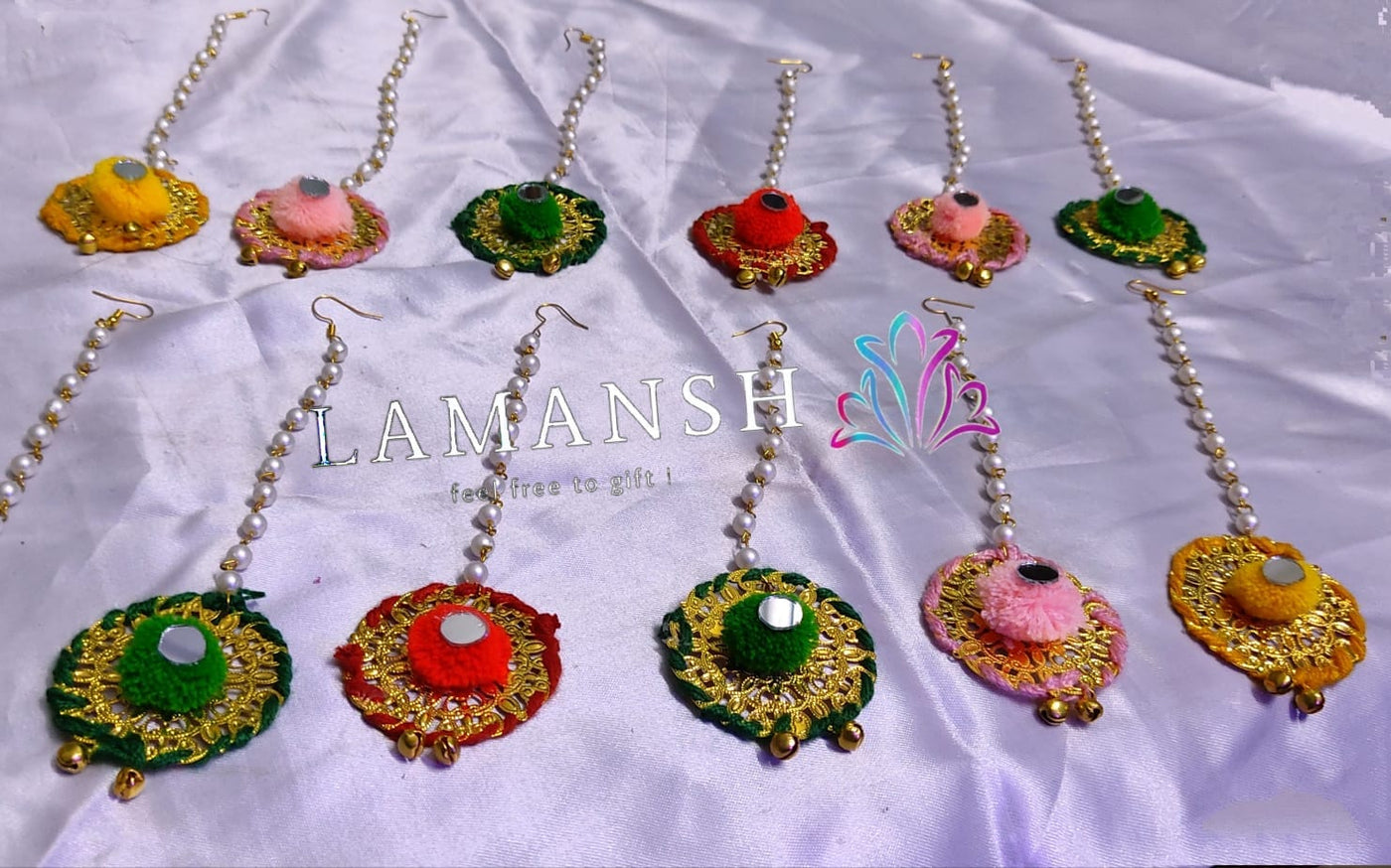 LAMANSH Floral 🌺 Giveaways Multicolor / Set of 25 Maangtika's LAMANSH® (Set of 25 pcs) Artificial Flower Maangtika's / Bridesmaid Giveaways set