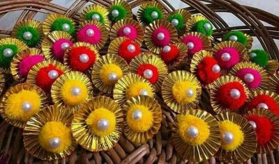LAMANSH Floral 🌺 Giveaways Multicolor / Set of 30 Rings 💍 LAMANSH® Artificial Flower💍Pom Pom Ring's / Bridesmaid Giveaways ( Set of 30 ) set
