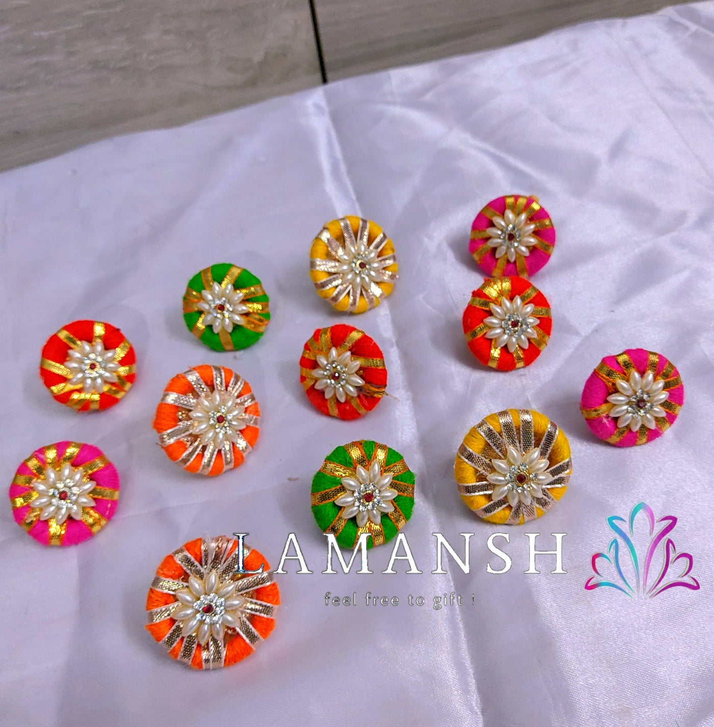 LAMANSH Floral 🌺 Giveaways Multicolor / Set of 50 Rings LAMANSH® Gota Artificial Flower 💍Ring's / Bridesmaid Giveaways ( Set of 50 ) set