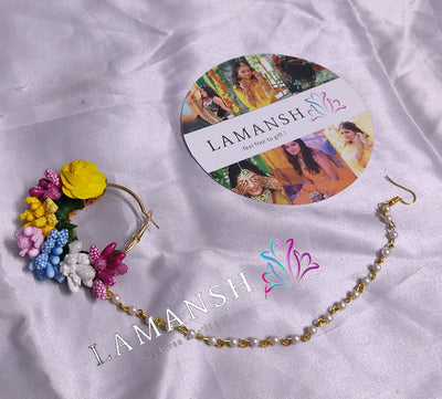 LAMANSH Floral 🌺 Giveaways nose ring Multicolor / Set of 1 Nosering LAMANSH 🌹Floral Nose ring Nath set for Women & Girls