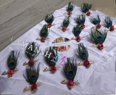 LAMANSH Floral 🌺 Giveaways Pink-Blue-Green / Set of 50 Broaches LAMANSH® (Pack of 50) (Ladkewale) Artificial Flower Brooches  / Morpankh Ladkewale Brooches Set