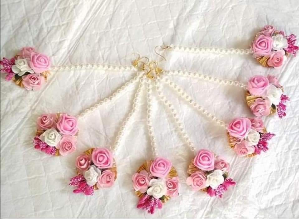 Flower Maangtika Jewellery for Haldi ,wedding gift,  Mehndi function