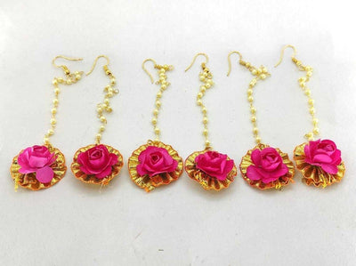 LAMANSH Floral 🌺 Giveaways Pink-Gold / Set of 20 Maangtika's LAMANSH® Artificial Flower Maangtika's / Bridesmaid Giveaways ( Set of 20 ) set