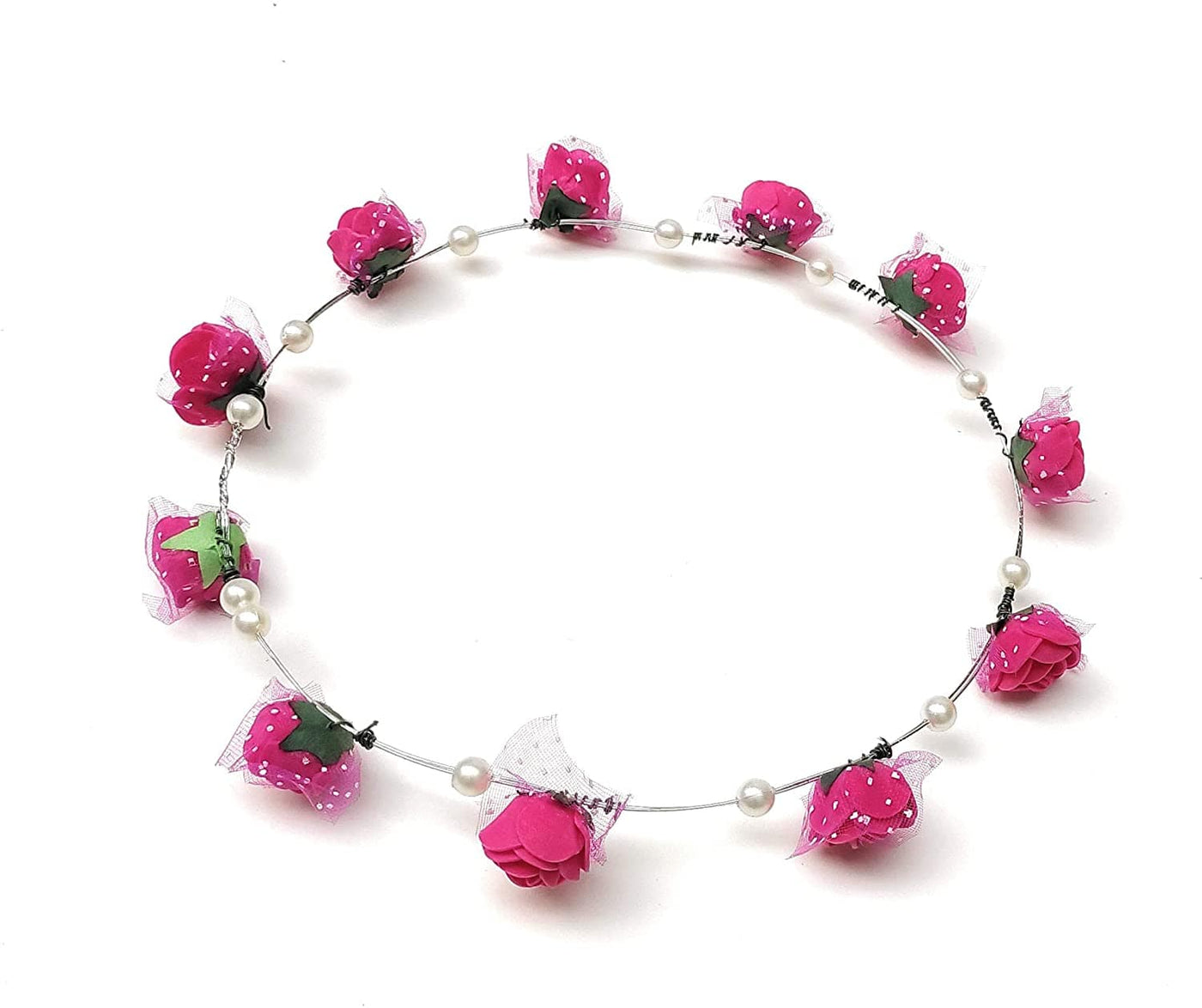 LAMANSH Floral 🌺 Giveaways Pink Green / 12 Floral Tiara LAMANSH® Pink Floral Tiara Crown Set for Giveaways /Haldi & Mehendi Favors for Bridesmaid ( Set of 12 ) Floral🌺set