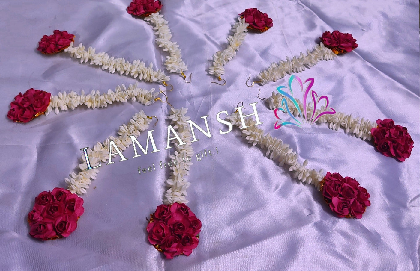 LAMANSH Floral 🌺 Giveaways Pink / Set of 10 Maangtika's LAMANSH® Scented Pink Artificial Flower Maangtika's ( Set of 10)