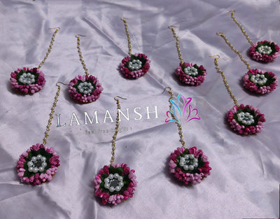 LAMANSH Floral 🌺 Giveaways Pink / Set of 20 Maangtika's LAMANSH® (Set of 20) Artificial Flower Maangtika's / Bridesmaid Giveaways Set