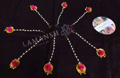 LAMANSH Floral 🌺 Giveaways Pink / Set of 50 Maangtika's LAMANSH®( Pack of 50 at just 20₹ each 🤩 ) Flower Maangtika's for Haldi Mehendi Sangeet / Bridesmaid Giveaways set