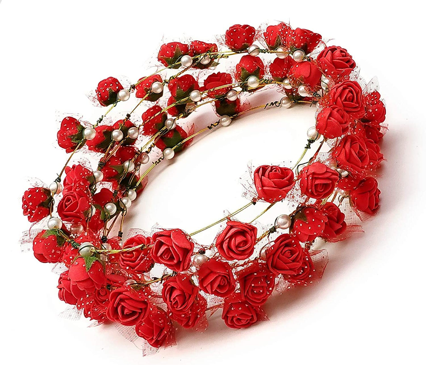 LAMANSH Floral 🌺 Giveaways Red Green / 12 Floral Tiara LAMANSH® Red Floral Tiara Crown Set for Giveaways /Haldi & Mehendi Favors for Bridesmaid ( Set of 12 ) Floral🌺set