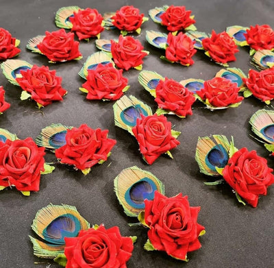 LAMANSH Floral 🌺 Giveaways Red / Set of 20 Broaches LAMANSH® (Set of 20) Artificial Flower Brooches Broaches  / Bridesmaid Giveaways set