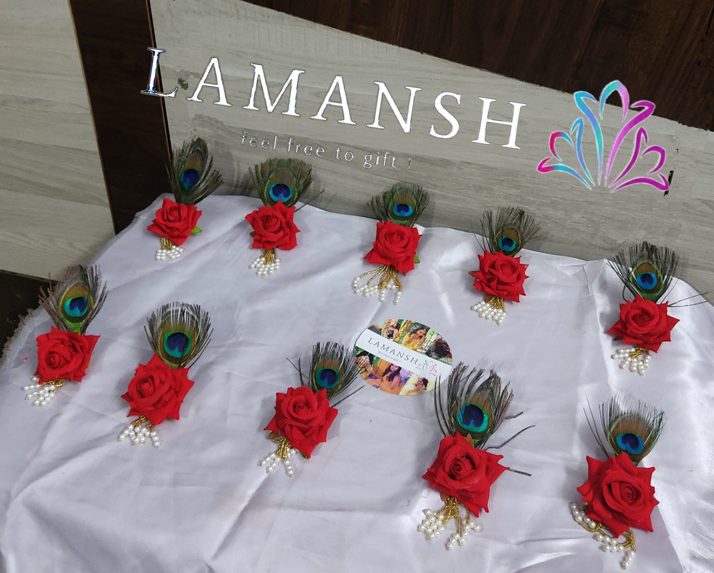 LAMANSH Floral 🌺 Giveaways Red / Set of 25 Broaches LAMANSH® (Set of 25) Artificial Red Rose Flower Brooches / Bridesmaid Giveaway set
