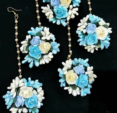 LAMANSH Floral 🌺 Giveaways SkyBlue - White / Set of 25 Maangtika's LAMANSH® Artificial Flower Maangtika's / Bridesmaid Giveaways ( Set of 25 ) set