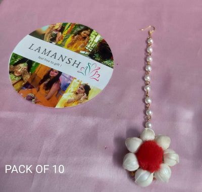 LAMANSH Floral 🌺 Giveaways White-Red / Set of 10 Maangtika's LAMANSH® Artificial Flower Maangtika's ( Set of 10)
