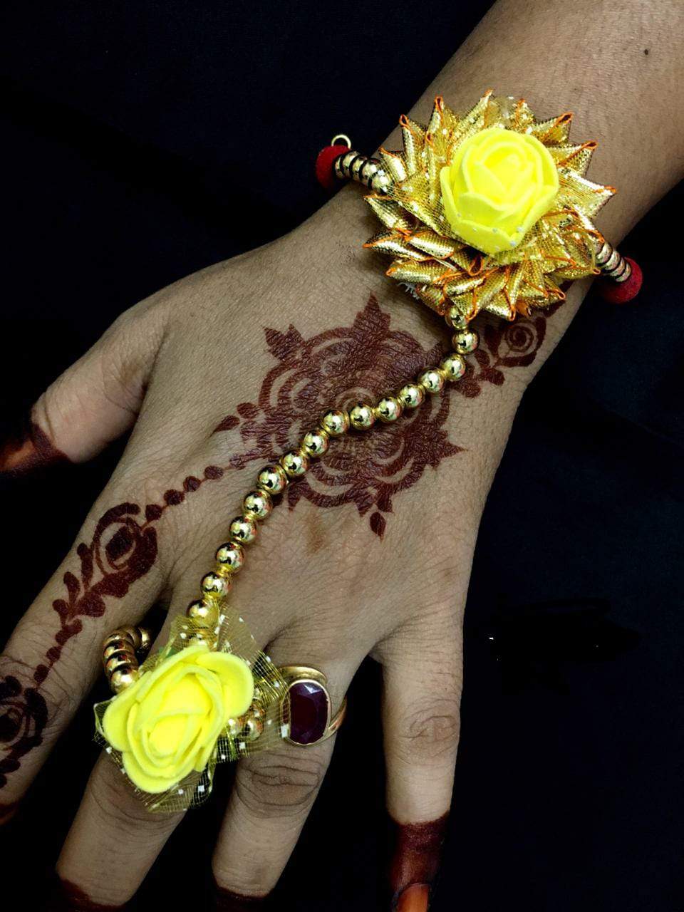 Yellow flower bracelets set for Haldi / Jewellery set  