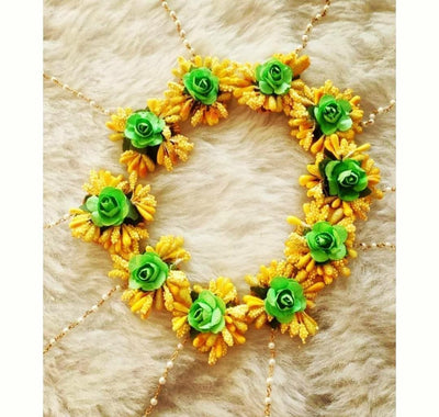 LAMANSH Floral 🌺 Giveaways Yellow - Green / Set of 25 Maangtika's LAMANSH® Artificial Flower Maangtika's / Bridesmaid Giveaways ( Set of 25 ) set
