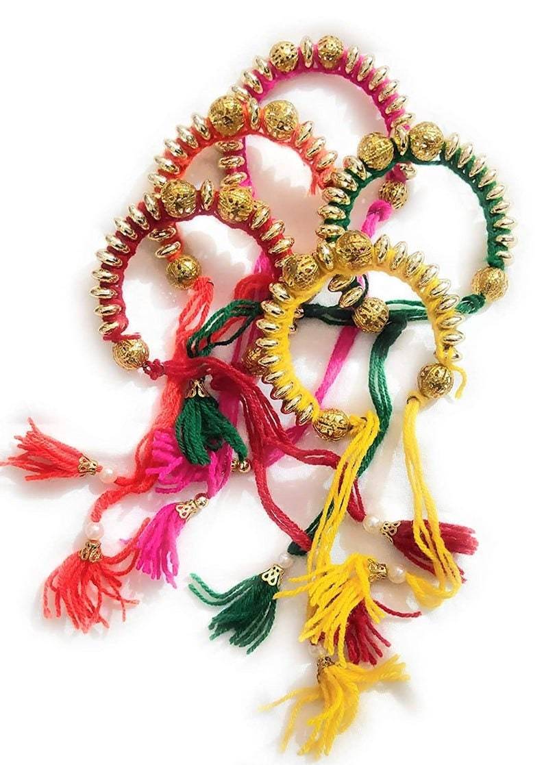 LAMANSH Floral 🌺 Giveaways Yellow - Pink - Orange - Red - Green / 25 Pc Floral Bangles LAMANSH Multicolored Ghunghroo 🌺 Bracelets Bangles for Giveaway ( Set of 25 )