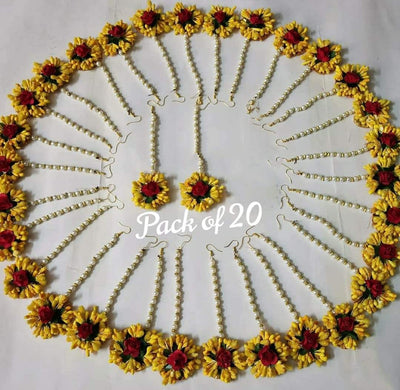 Flowers jewellery Maangtika For haldi pack of 20