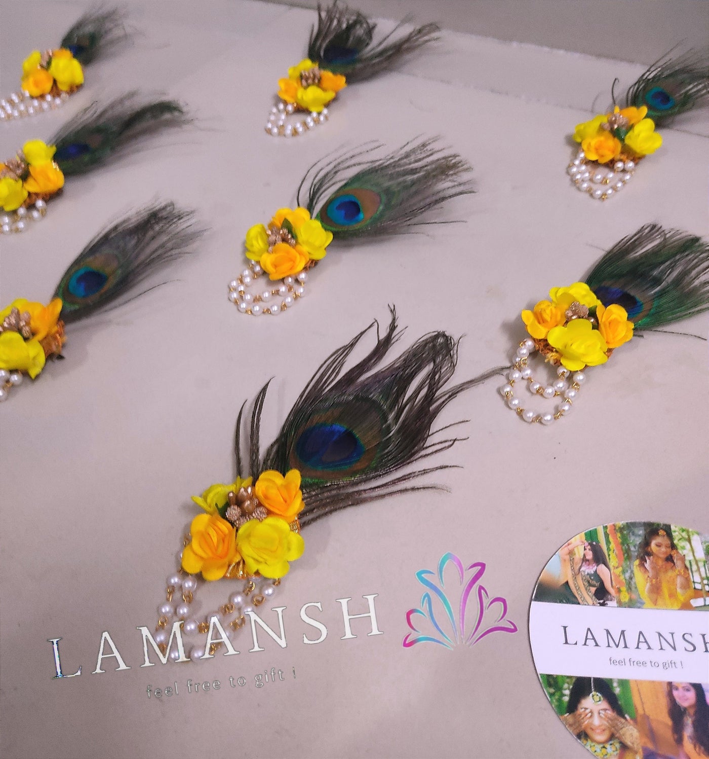 LAMANSH Floral 🌺 Giveaways Yellow / Set of 20 Broaches LAMANSH® Artificial Flower Brooches Broaches for Guests in Wedding & other events / Bridesmaid Giveaways Favours ✨ for haldi mehendi sangeet