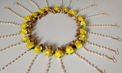 LAMANSH Floral 🌺 Giveaways Yellow / Set of 25 Maangtika's LAMANSH® Artificial Flower Maangtika's / Bridesmaid Giveaways ( Set of 25 ) set
